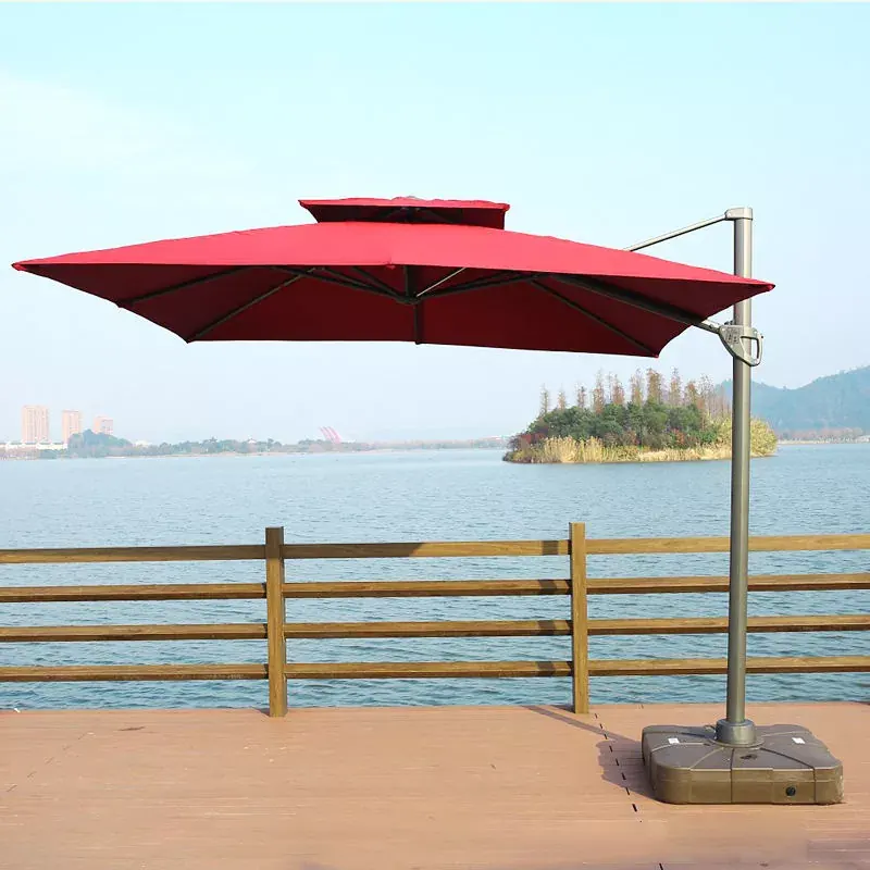 Grand parasol de jardin en porte-à-faux droit